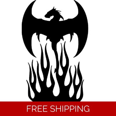 Mythical Flying Dragon out of Flames Die Cut Vinyl Decal sticker Mythical Flying Dragon out of Flames Die Cut Vinyl Decal sticker